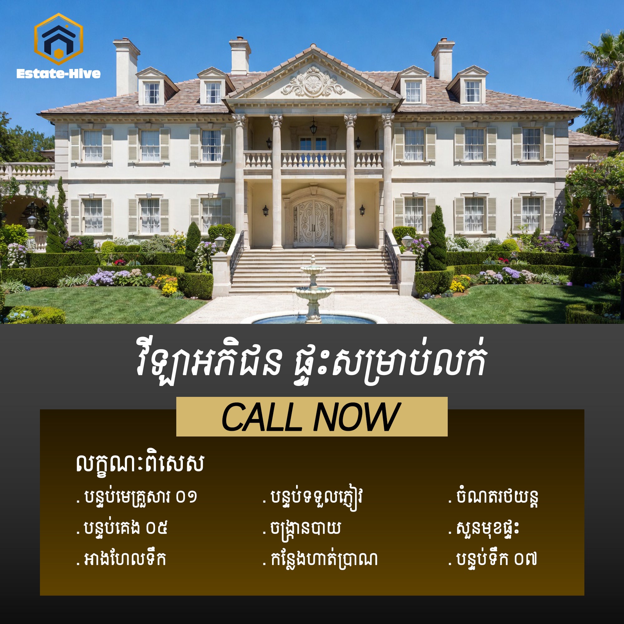 វីឡាអភិជនសម្រាប់លក់ - ជាយរាជធានីភ្នំពេញ